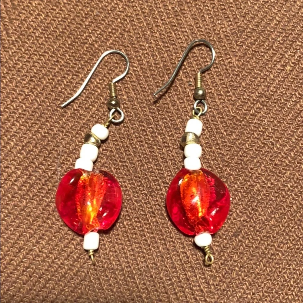 Murano glass beads dangle earrings - Picture 2 of 5